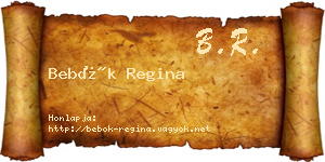 Bebők Regina névjegykártya